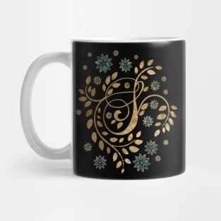 Luxury Golden Calligraphy Monogram with letter S Mug